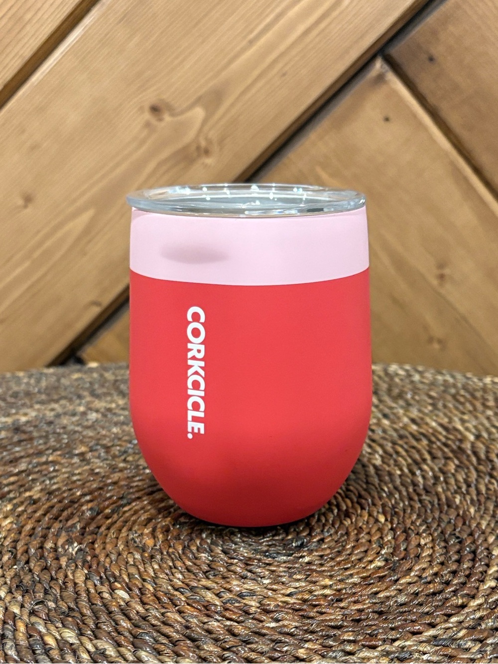 Corkcicle Two-Tone Pink and Coral Stemless Tumbler 12oz Shortcake